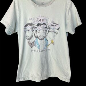 AJR OK Orchestra Tour T- Shirt with Cities on the back Size M Seafoam Green